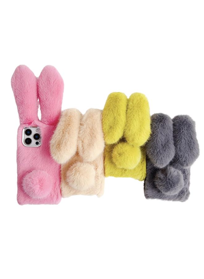 اس-توب جراب لهاتف iPhone 15 Plus مصنوع من مادة TPU بلون سادة من القطيفة على شكل أرنب - Image 2