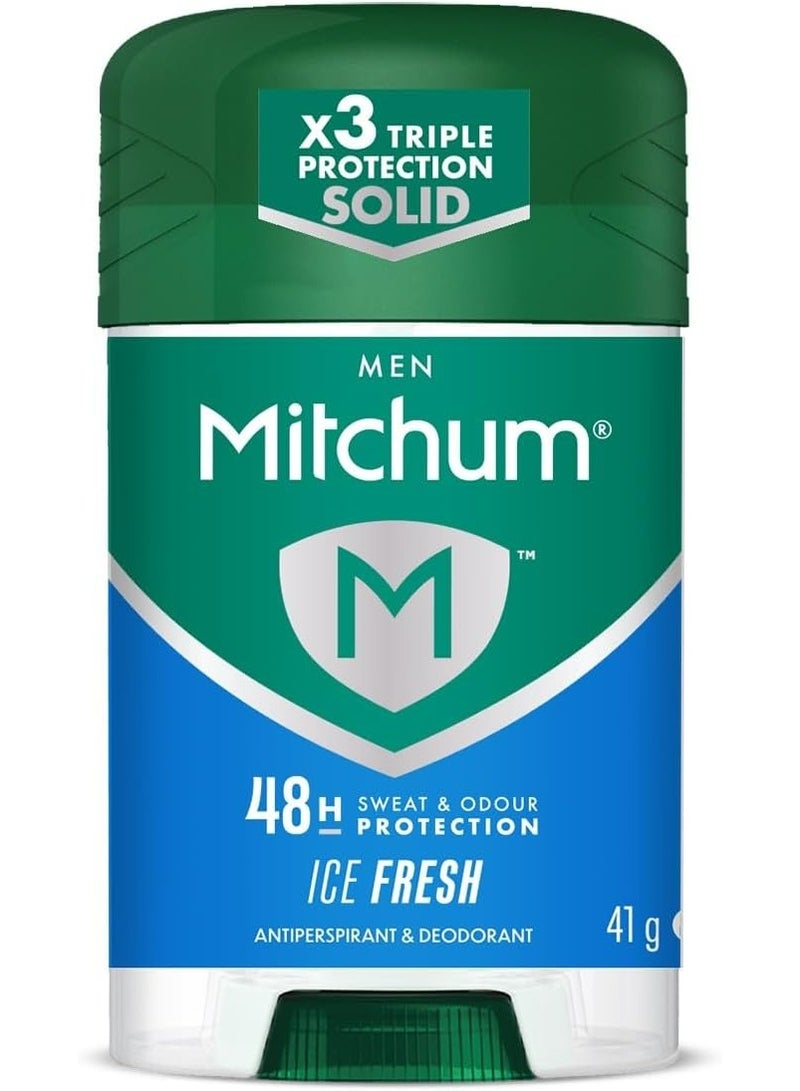 Men Triple Odor Defense 48HR Protection Stick Deodorant & Anti-Perspirant, Ice Fresh, 41 g