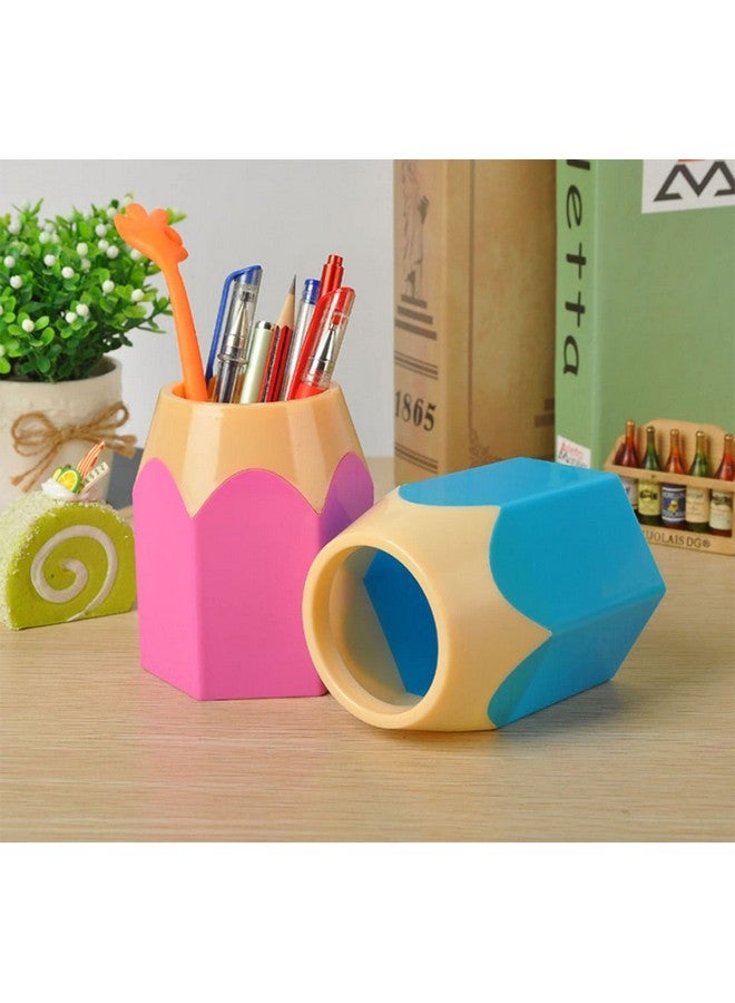 SPHTOEO Pencil Shaped Pen Holders Pencil Storage Organizer Cute Desktop Pen Cup Colorful Vase Pencil Pot Cartoon Stationery Rack Classroom Home Office Supplies Desktop Decor - Image 3