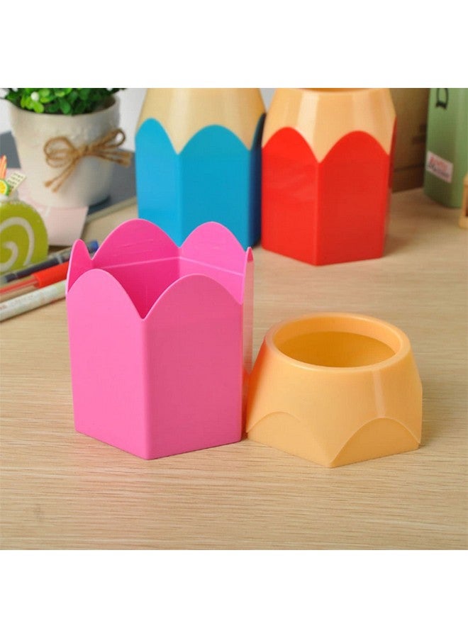 SPHTOEO Pencil Shaped Pen Holders Pencil Storage Organizer Cute Desktop Pen Cup Colorful Vase Pencil Pot Cartoon Stationery Rack Classroom Home Office Supplies Desktop Decor - Image 2