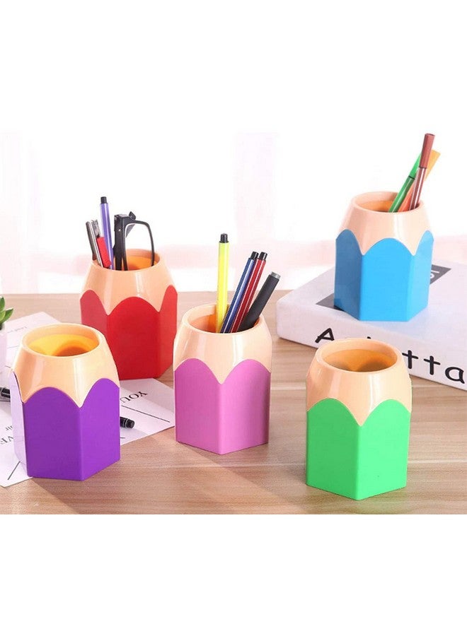 SPHTOEO Pencil Shaped Pen Holders Pencil Storage Organizer Cute Desktop Pen Cup Colorful Vase Pencil Pot Cartoon Stationery Rack Classroom Home Office Supplies Desktop Decor - Image 5