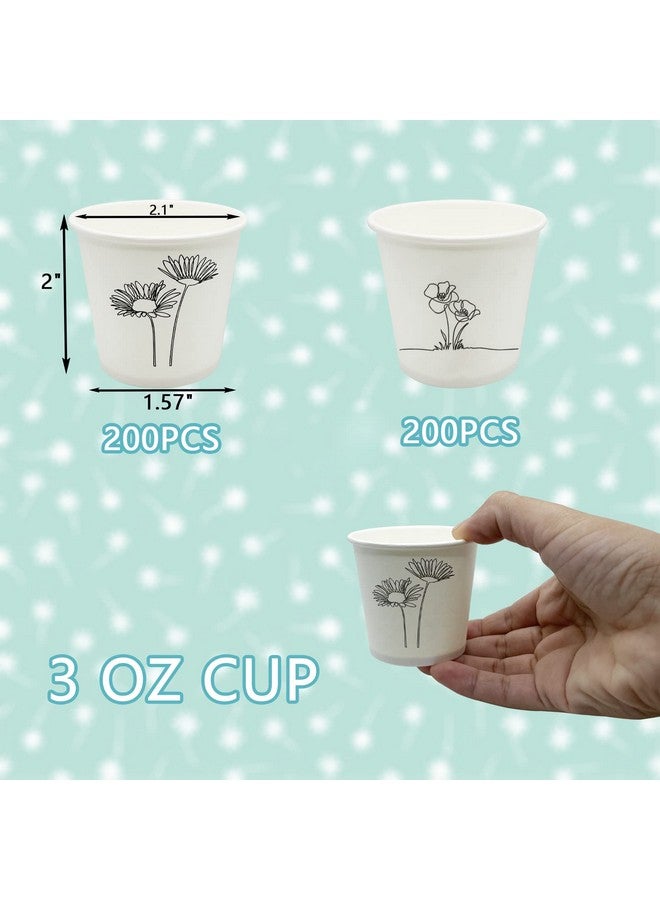 Rainmae Rainmae 400 Pack 3oz Small Paper Cups, Premium Paper Disposable Cups, Small Bathroom Mouthwash Cups, Cold Beverage Drinking Cup for Party,Picnic, Travel and Event (Floral)  - Image 2
