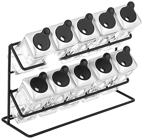 Simpli-Magic 79387 Spice Rack Organizer, 10 Jar Stackable Detachable Display Counter Shelf, Black Frosted Iron Freestanding Storage Holder, Seasoning Organizer for Countertop Kitchen Cabinet - Image 1