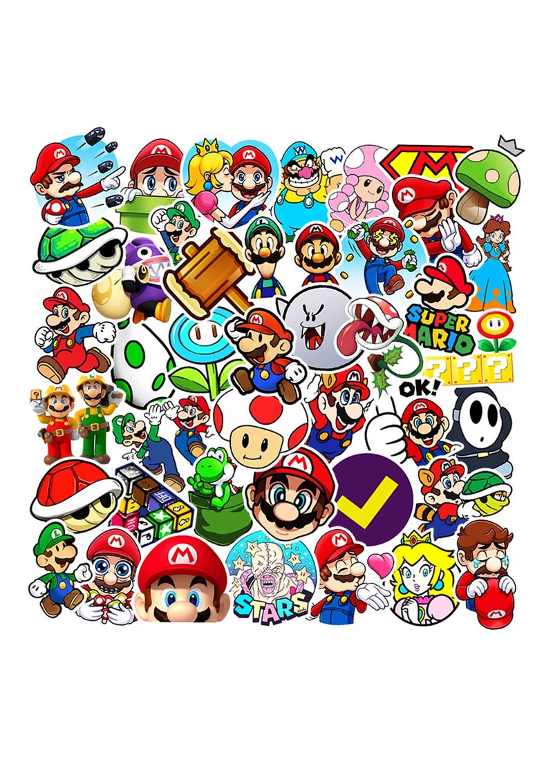 Generic - 50-Piece Super Mario Bros Stickers Games Cartoon Graffiti Vinyl Stickers for Laptop  Waterproof Decal - Image 1