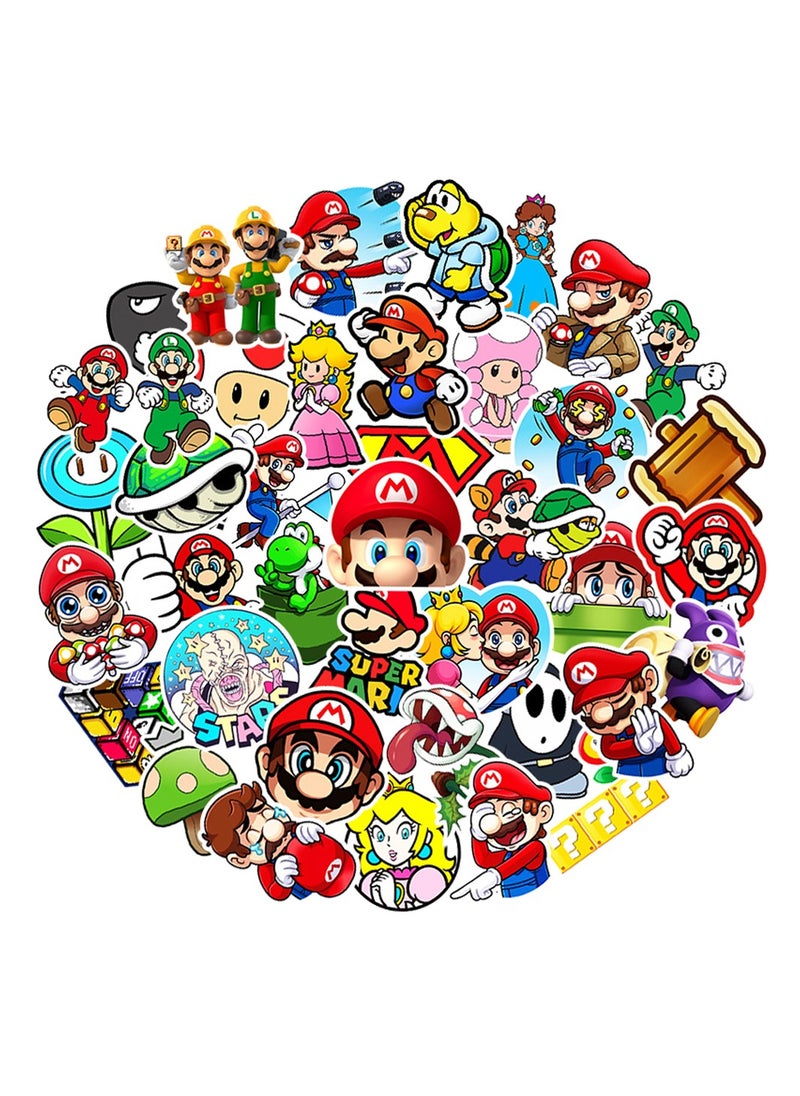 Generic - 50-Piece Super Mario Bros Stickers Games Cartoon Graffiti Vinyl Stickers for Laptop  Waterproof Decal - Image 1