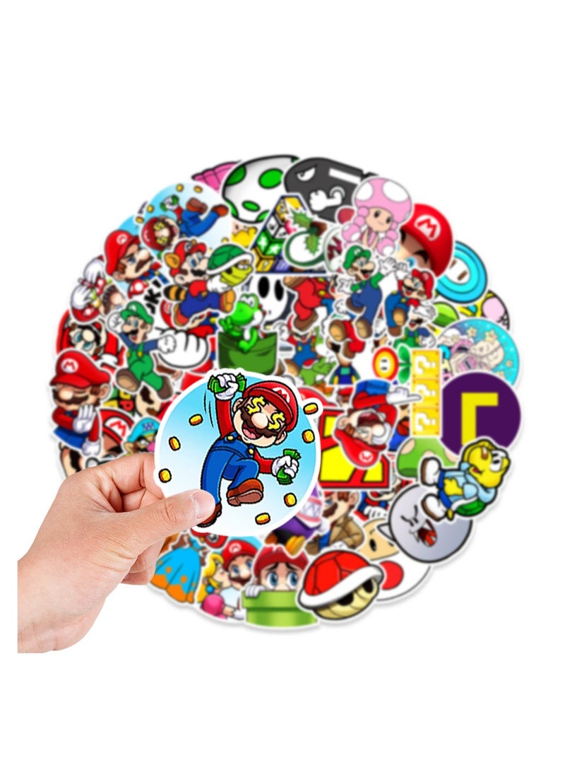 Generic - 50-Piece Super Mario Bros Stickers Games Cartoon Graffiti Vinyl Stickers for Laptop  Waterproof Decal - Image 1