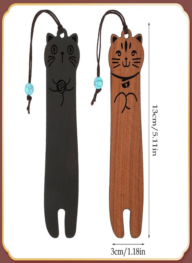 cobee Wooden Bookmarks for Book Lovers, 2 Pieces Handmade Wood Book Mark Natural Hollow Craft Bookmark Vintage Bookmark Gift for Women Men Students (E) - Image 3