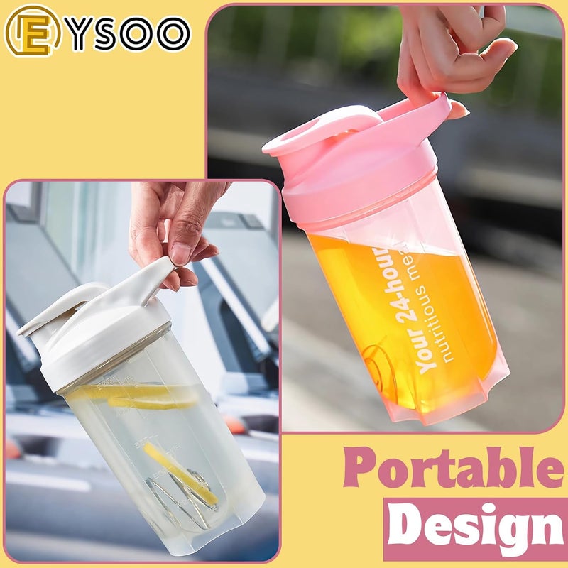 EYSOO Protein Shaker Bottle 2 Pack 500ml / 17oz Shaker Bottle for Protein Mixes Leakproof Protein Shaker BPA Free Gym Shaker Cup (Pink & Grey) - Image 5