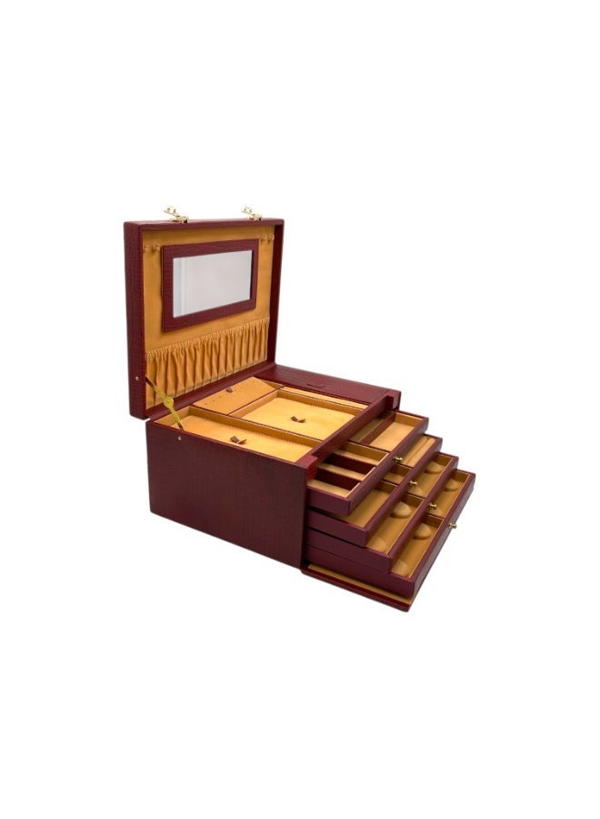 LAVERI LEATHER Genuine Leather Jewellery Box Cherry - Image 1