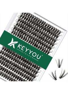 Lash Clusters 300pcs Individual Lashes 50D 0.07D Curl 18mm DIY Eyelash Extension KEYYOU Large Tray Volume Soft&Natural Cluster Lashes(50D-0.07D,18）