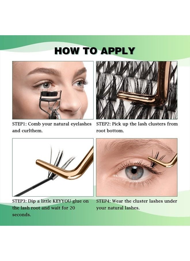 KEYYOU - Lash Clusters 300pcs Individual Lashes 50D 0.07D Curl 18mm DIY Eyelash Extension KEYYOU Large Tray Volume Soft&Natural Cluster Lashes(50D-0.07D,18） - Image 1