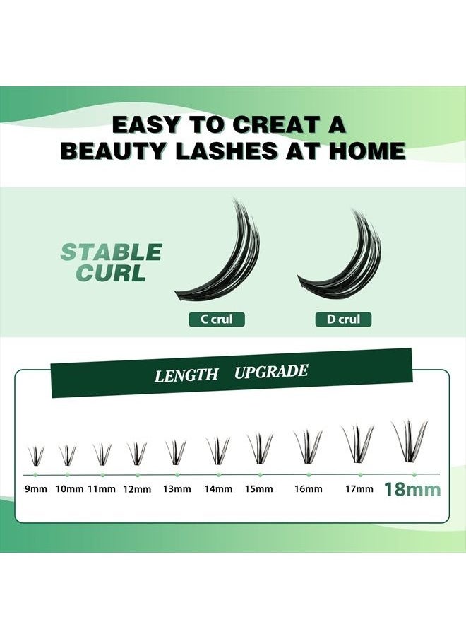 KEYYOU - Lash Clusters 300pcs Individual Lashes 50D 0.07D Curl 18mm DIY Eyelash Extension KEYYOU Large Tray Volume Soft&Natural Cluster Lashes(50D-0.07D,18） - Image 1