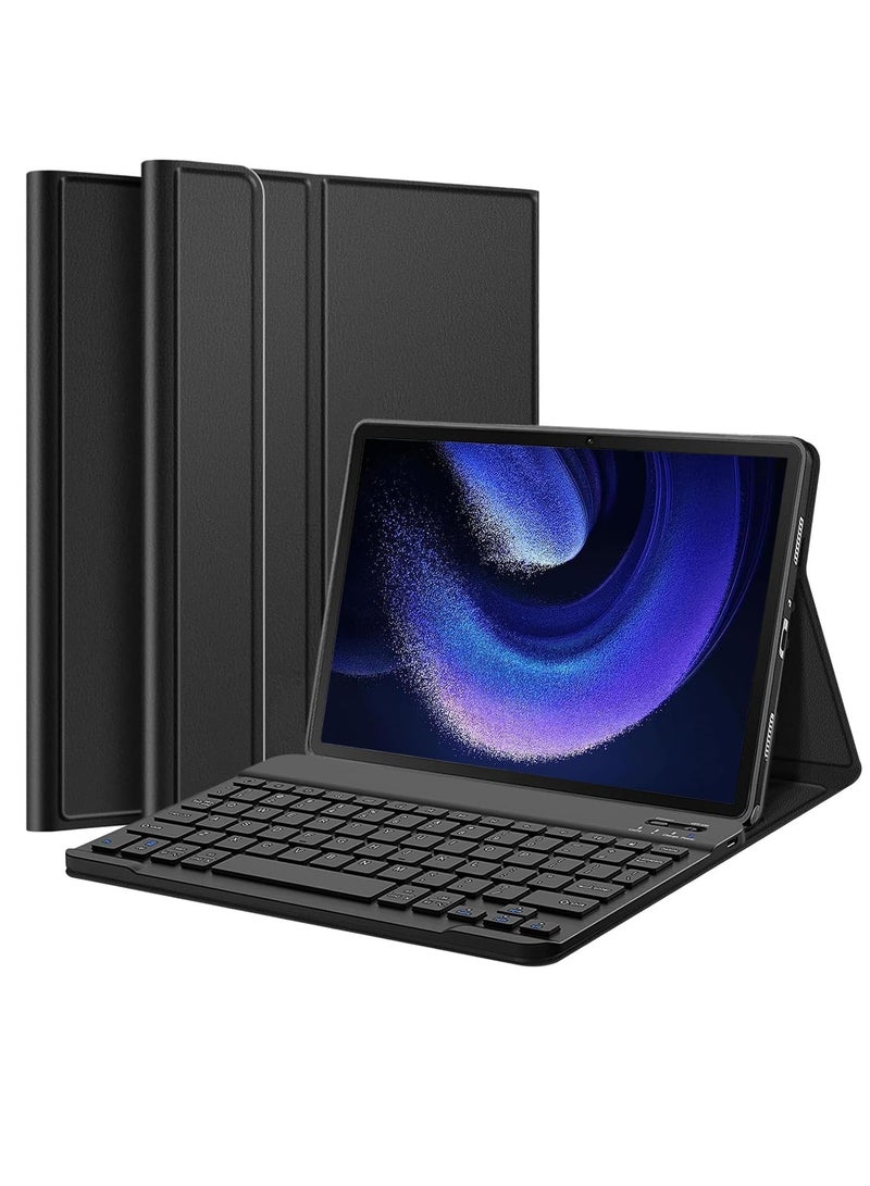 Case Tri Fold Wireless Bluetooth Keyboard with Detachable Tablet Case Cover for Xiaomi Mi Pad 6 11" Tablet - Black