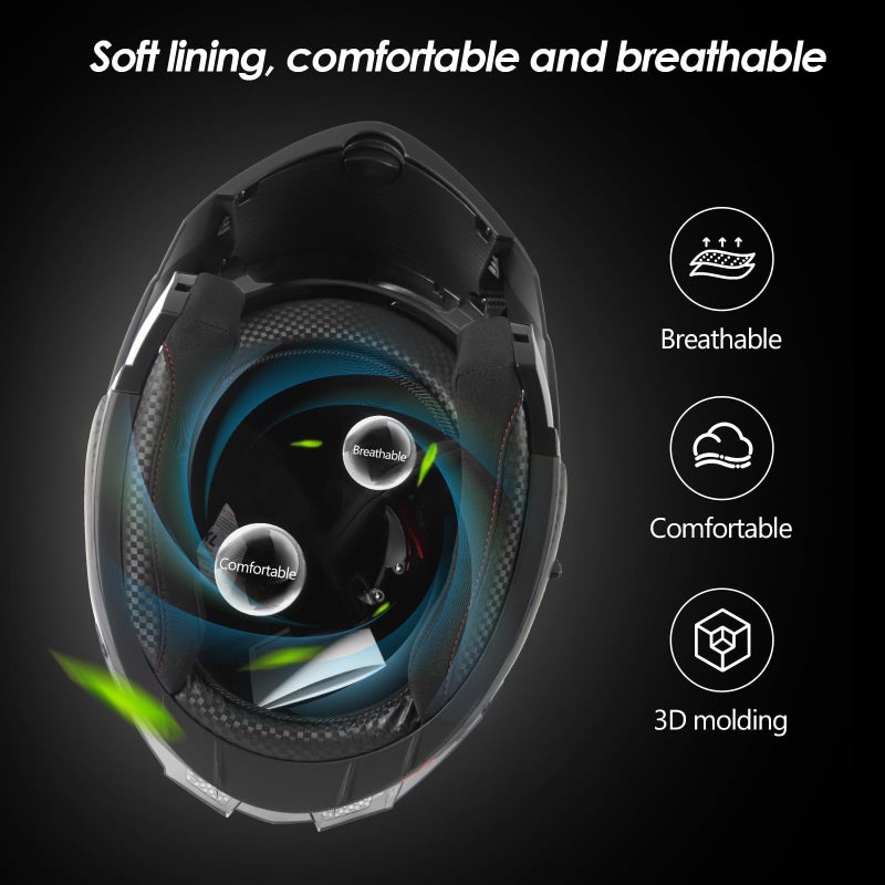 Cutey Motorcycle Full Face Helmet for Unisex-Adults DOT Approved Motorbike Street Bike Racing Helmets (Lucifer,L) - Image 5