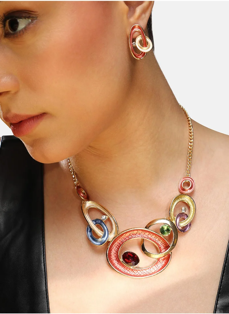 SOHI Circular Cluster Jewellery Set