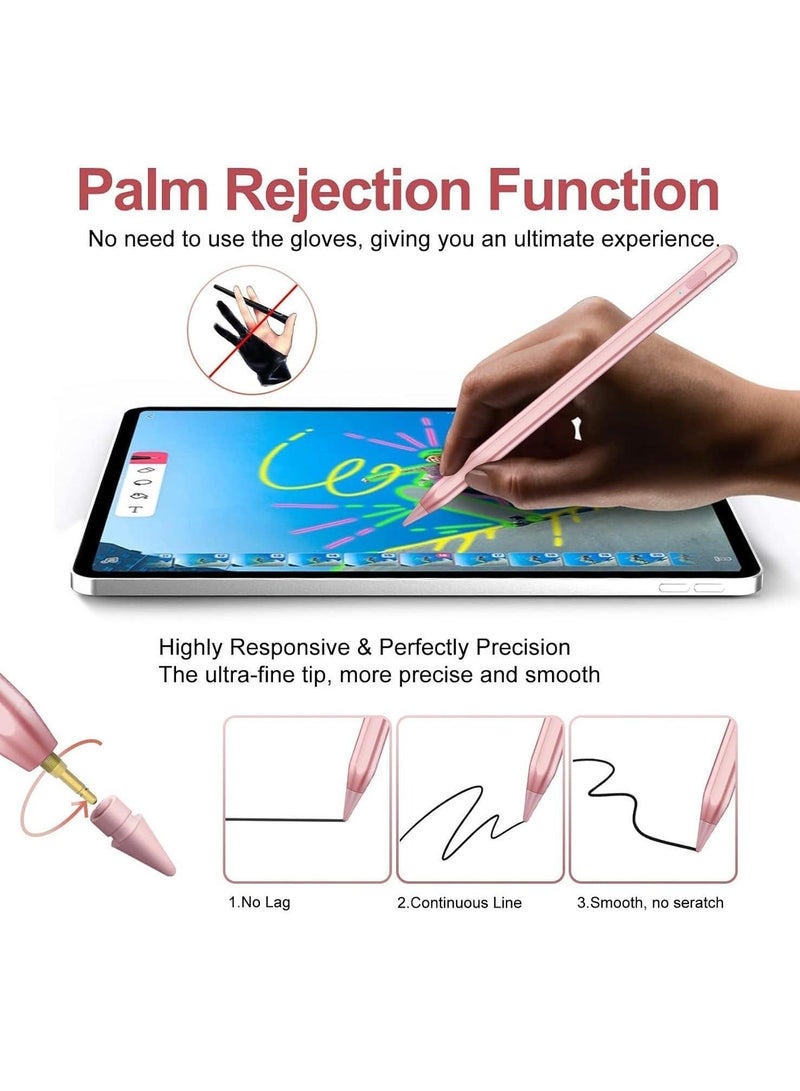 عام قلم ستايلس لجهاز iPad 2018-2024 مع خاصية رفض راحة اليد، قلم Apple لجهاز Apple iPad 10th/9th/8th/7th/6th Gen، iPad Pro 11/12.9 بوصة، iPad Air 2024 الجديد 11&13 بوصة (M2) /5th/4th/3th الجيل، آيباد ميني الجيل السادس/الخامس - Image 2
