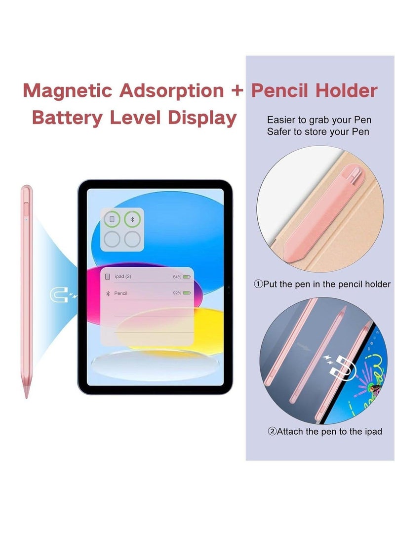 عام قلم ستايلس لجهاز iPad 2018-2024 مع خاصية رفض راحة اليد، قلم Apple لجهاز Apple iPad 10th/9th/8th/7th/6th Gen، iPad Pro 11/12.9 بوصة، iPad Air 2024 الجديد 11&13 بوصة (M2) /5th/4th/3th الجيل، آيباد ميني الجيل السادس/الخامس - Image 4
