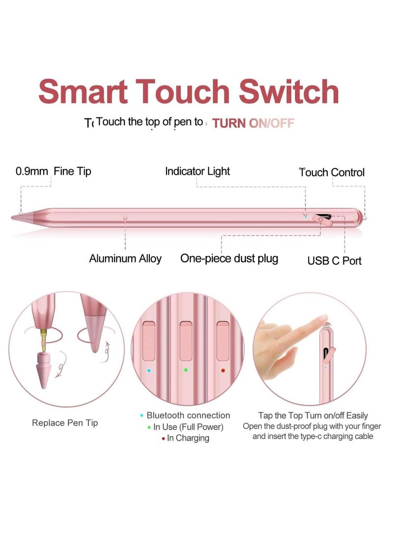 عام قلم ستايلس لجهاز iPad 2018-2024 مع خاصية رفض راحة اليد، قلم Apple لجهاز Apple iPad 10th/9th/8th/7th/6th Gen، iPad Pro 11/12.9 بوصة، iPad Air 2024 الجديد 11&13 بوصة (M2) /5th/4th/3th الجيل، آيباد ميني الجيل السادس/الخامس - Image 5