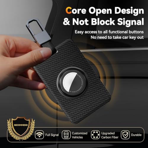 TNSNK Key Card Holder for Tesla with AirTag Slot TNSNK Carbon Fiber Cover Protective Card Case with Keychain for Tesla Key 3 Y S X (Black) - Image 3