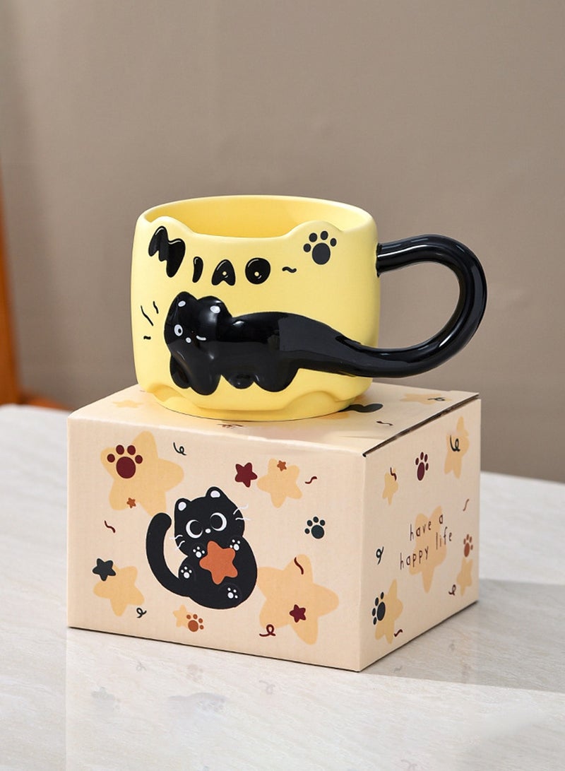 Ceramic Mug, Cute Little Black Cat, For Coffee Tea Cold Drinks, Microwave & Dishwasher Safe, 380Ml  - Image 1