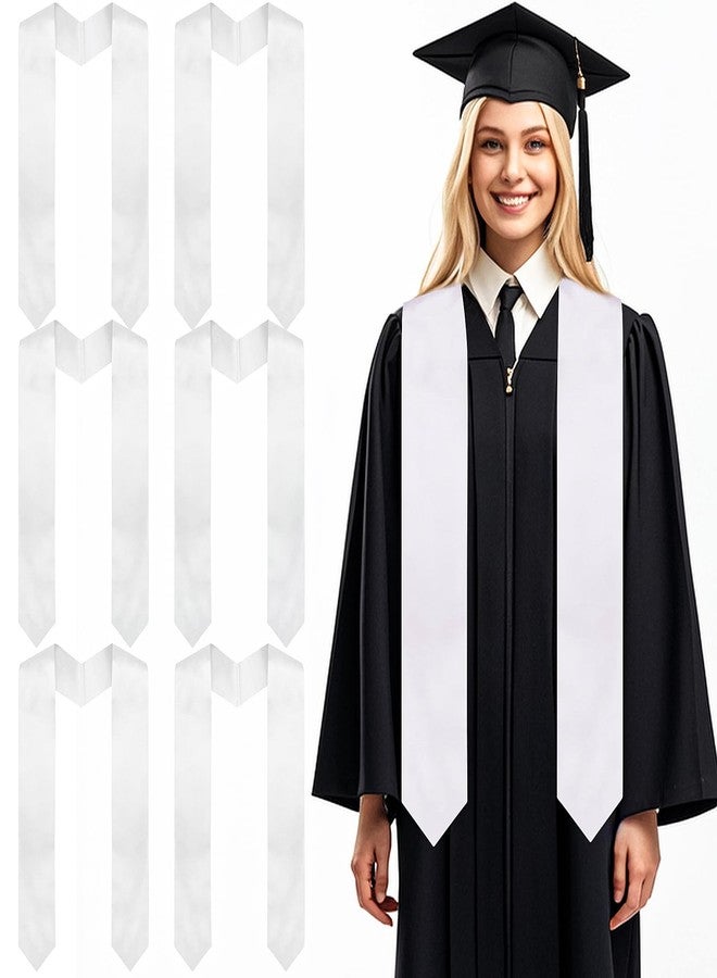 FOIMAS مجموعة أوشحة تخرج من FOIMAS مكونة من 6 قطع، وشاح أبيض سادة بطول 70 بوصة، وشاح شرف لحفل تخرج عام 2025، هدية مثالية للفتيات والنساء والمعلمات ومستلزمات الفصول الدراسية. - Image 1