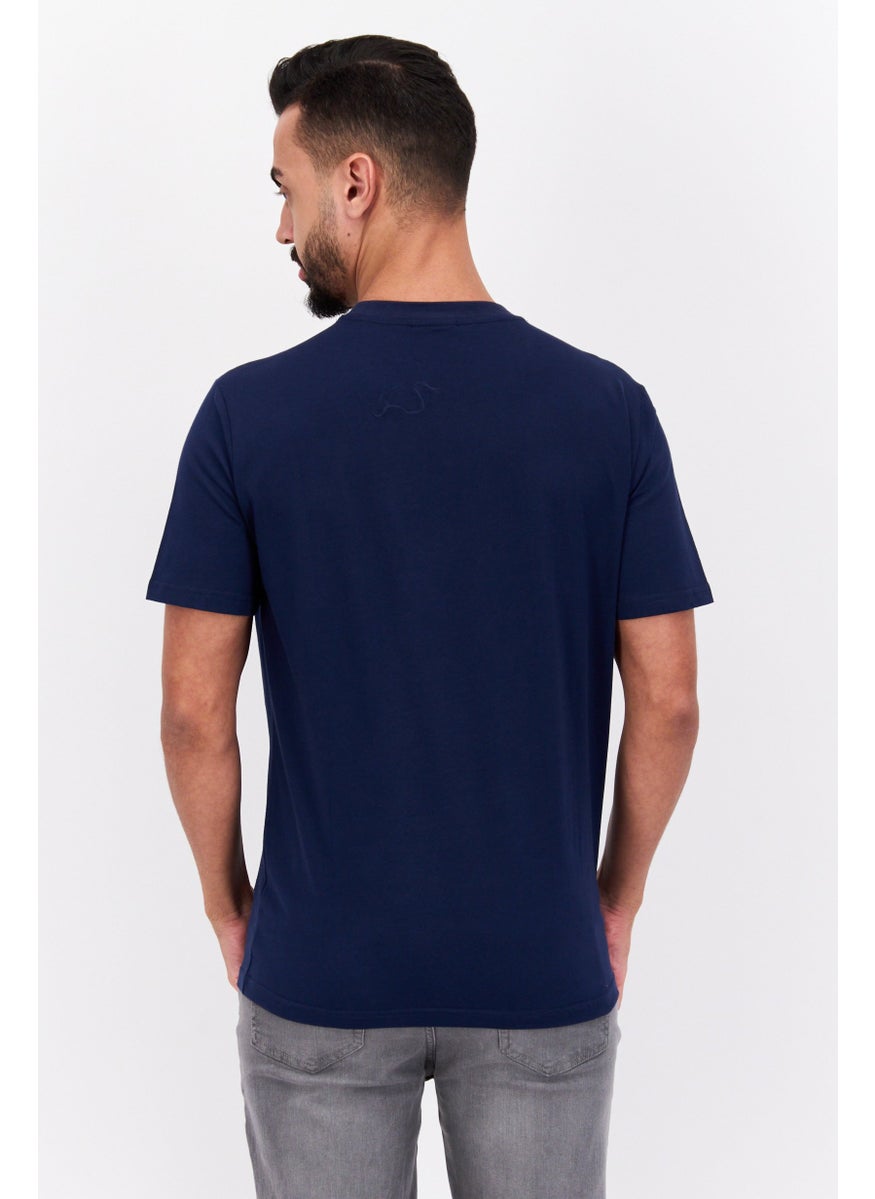 ELVIS Men Crew Neck Short Sleeves Graphic Printed T-Shirt, Navy  - Image 4
