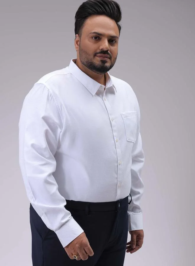 Take Two Plus Men White Regular Fit Solid Formal Shirt By HardSoda
