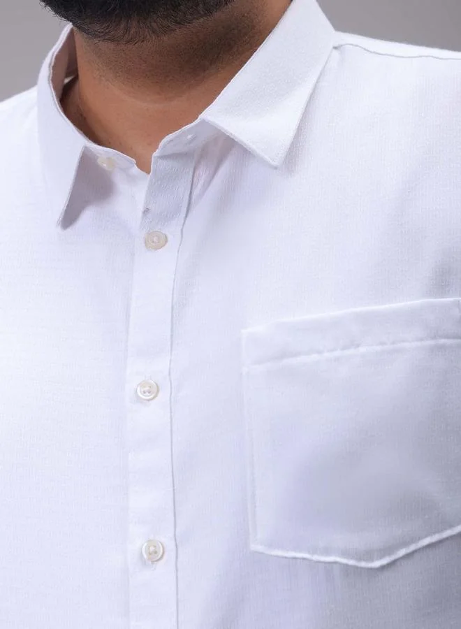 Take Two Plus Men White Regular Fit Solid Formal Shirt By HardSoda