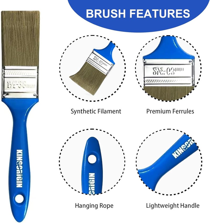 KingOrigin 1.5 Inch Paint Brush Set, 40 Pack, 1-1/2 Inch (38mm) Flat Paint Brushes for Walls, Furniture, Crafts, Professional DIY Painting & Touch-Ups - Image 2