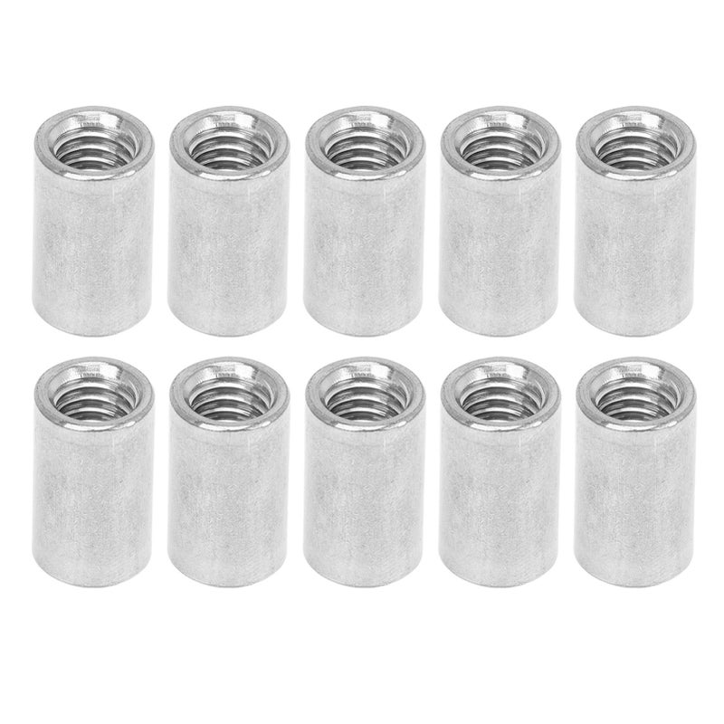 10Pcs Coupling Nut Round Rod Connector 304 Stainless Steel Female Thread M12x1.75 16 L35mm - Image 1