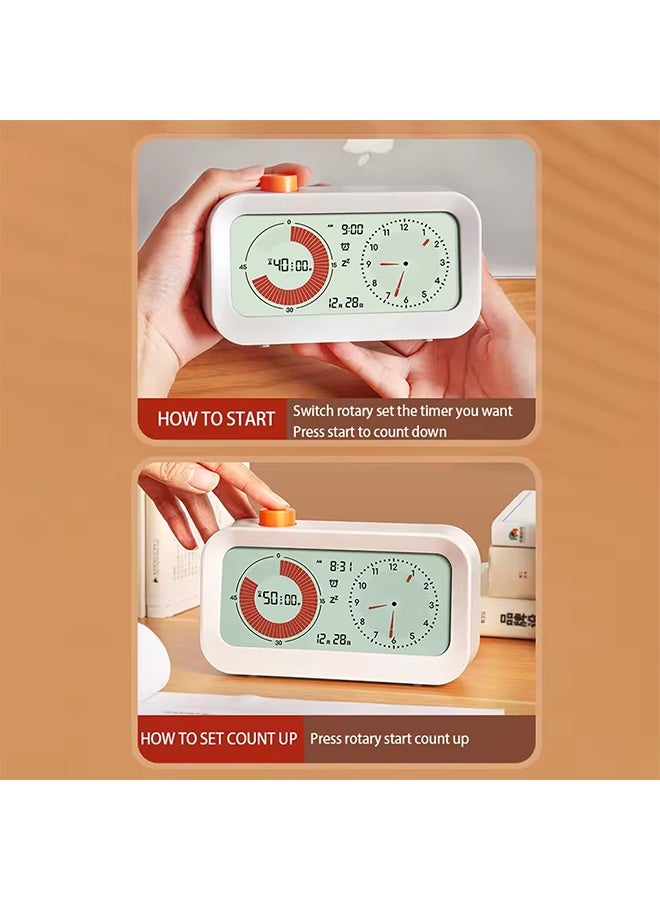 Digital Productivity Visual Timer Count Up/Down Function Alarm Calendar Display Clock Snooze Setting Time Management Tool - Image 5