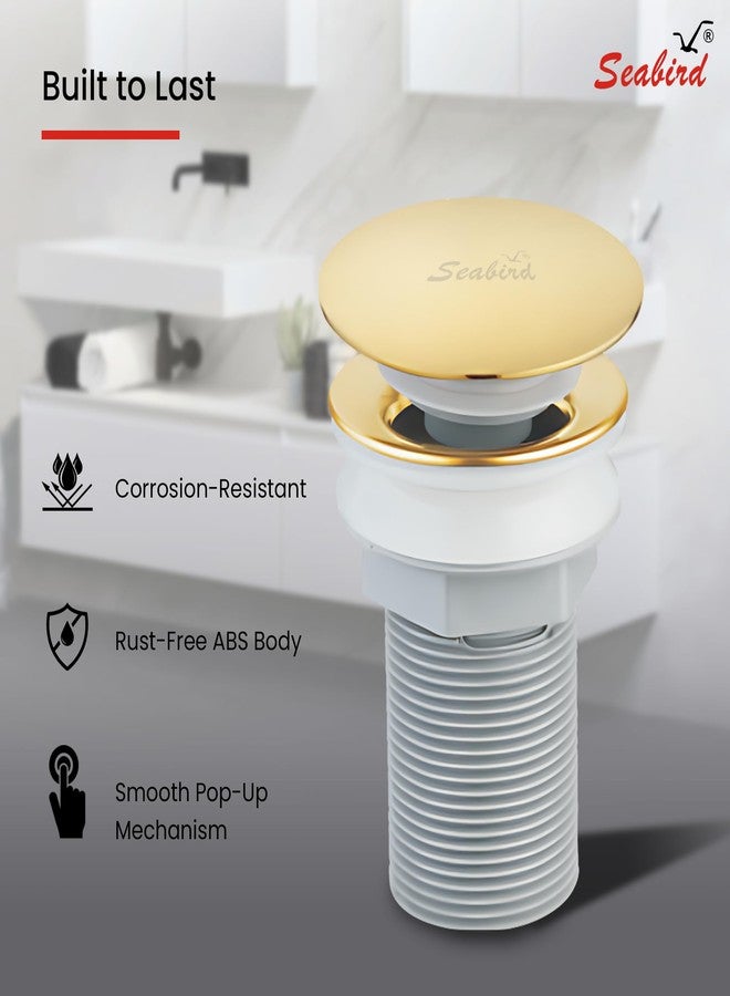 SEABIRD® Pop-Up Waste Coupling 3" for Basin | SS 304 Stainless Steel + ABS Body | Brush Gold Finish Drain Stopper for Bathroom & Kitchen Sink | Rust-Proof, Easy Install, Durable & Leak-Proof - Image 4