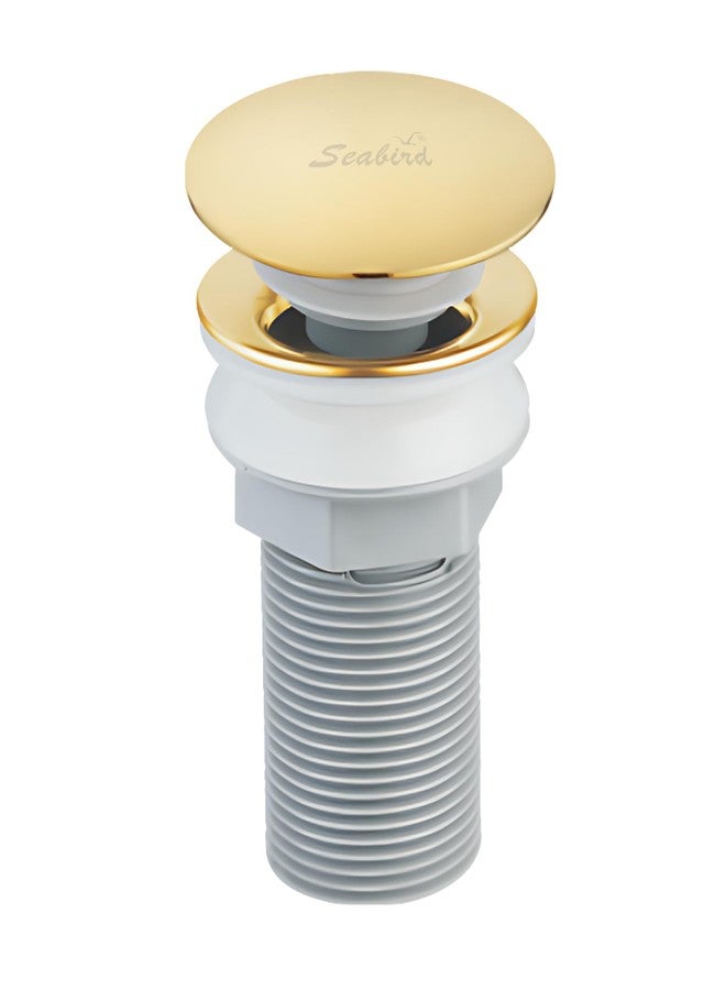 SEABIRD® Pop-Up Waste Coupling 3" for Basin | SS 304 Stainless Steel + ABS Body | Brush Gold Finish Drain Stopper for Bathroom & Kitchen Sink | Rust-Proof, Easy Install, Durable & Leak-Proof - Image 1