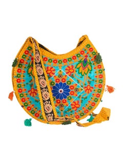 Tribe Azure Fair Trade Floral Colorful Shoulder Bag Crossbody Hobo Satchel Hippie Boho Fashion Women Functional Stylish Everyday (Yellow Floral)  - Image 1