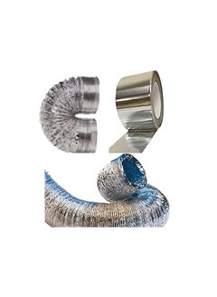 Shams Hobby or chimney expands to 2.5 meters and 6 inches (15.06 cm) in diameter, made of thermally expandable aluminum for kitchen hood, gas heater and air conditioning + a special thermal paste roll of 23 yards + a hobby hood with a button to control opening and closing  - Image 5