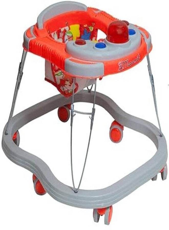Maanit Musical Baby Walker for 6-24 Months - 3 in1 Walker for Kids, 6-Wheel Adjustable Foldable Infant Walker with Cushioned Seat, 360° Rotating Wheels - Lightweight Safe Learning Walker for Toddlers (Red) - Image 1