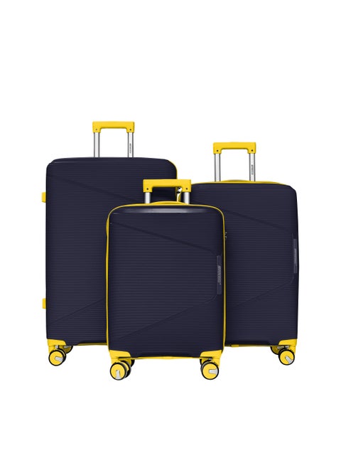 Polypropylene Hardshell Luggage Set 3-Piece Spinner – Lightweight & Durable 20/24/28 Inch (Small, Medium, Large) – Dark Blue