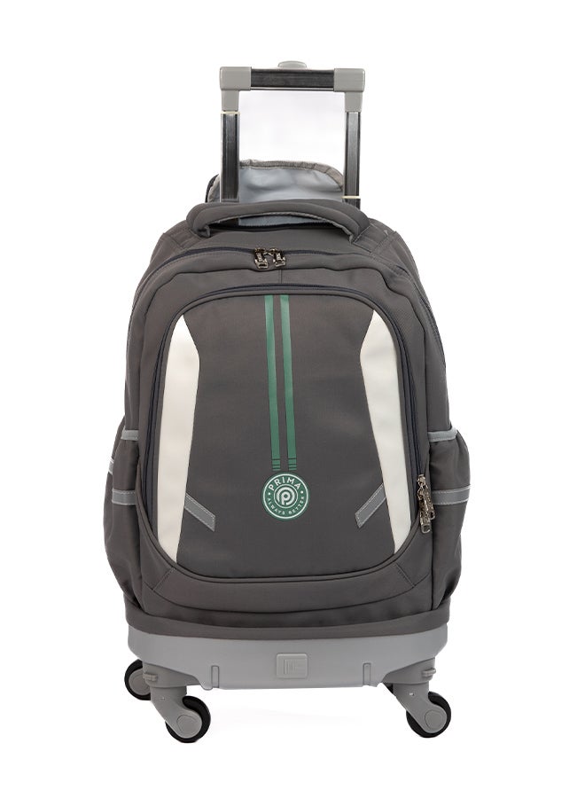 بريما حقيبة مدرسية للطلاب بعجلات 20 إنش مع 4 عجلات قابلة للإزالة، منفذ شحن USB مدمج، مقاومة للماء، تصميم مريح للسفر والتنقل، لون رمادي - Image 1