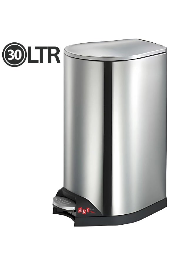 AKC 30L Pedal Stainless Steel Trash Bin - Soft Close Lid, Fingerprint-Resistant, Odor Control, Durable Step-On Waste Bin for Kitchen, Office, Bathroom & Commercial Use - Image 2