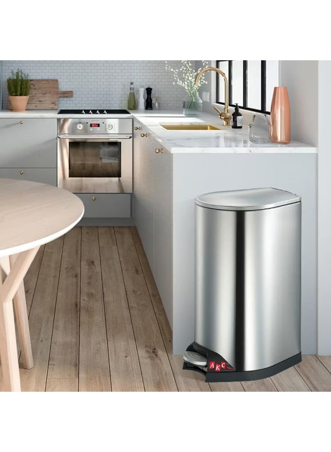 AKC 30L Pedal Stainless Steel Trash Bin - Soft Close Lid, Fingerprint-Resistant, Odor Control, Durable Step-On Waste Bin for Kitchen, Office, Bathroom & Commercial Use - Image 3