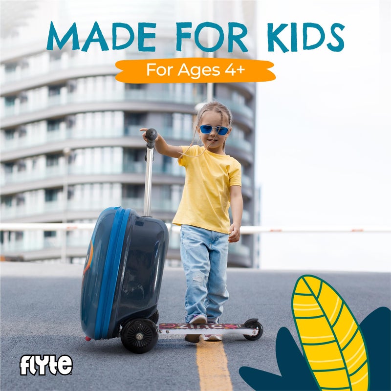 FLYTE Scooter Suitcase Folding Kids Luggage â€“ Stormy the Shark, 18 Inch Hardshell, Ride On with Wheels, 2-in-1, 25 Litre Capacity - Image 4