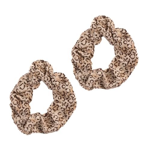 F DREAM Leopard Scrunchies Animal Print Scrunchy Hair Bow Ponytail Holder Elastic Bobbles Hair Ties Bands Scrunchie (Pack2-Brown) - Image 1