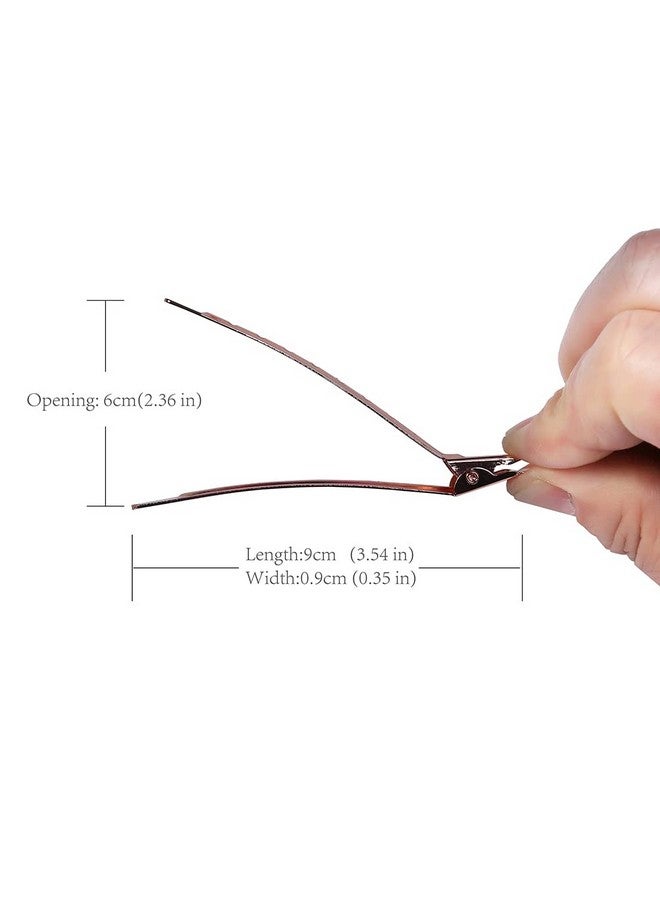 minihope 24 Packs Duck Bill Clips 3.54 Inches/9Cm Rustproof Metal Alligator Curl Clips For Hair Stylingmakeup.Hair Coloring 12 Black12 Rose Gold. - Image 4