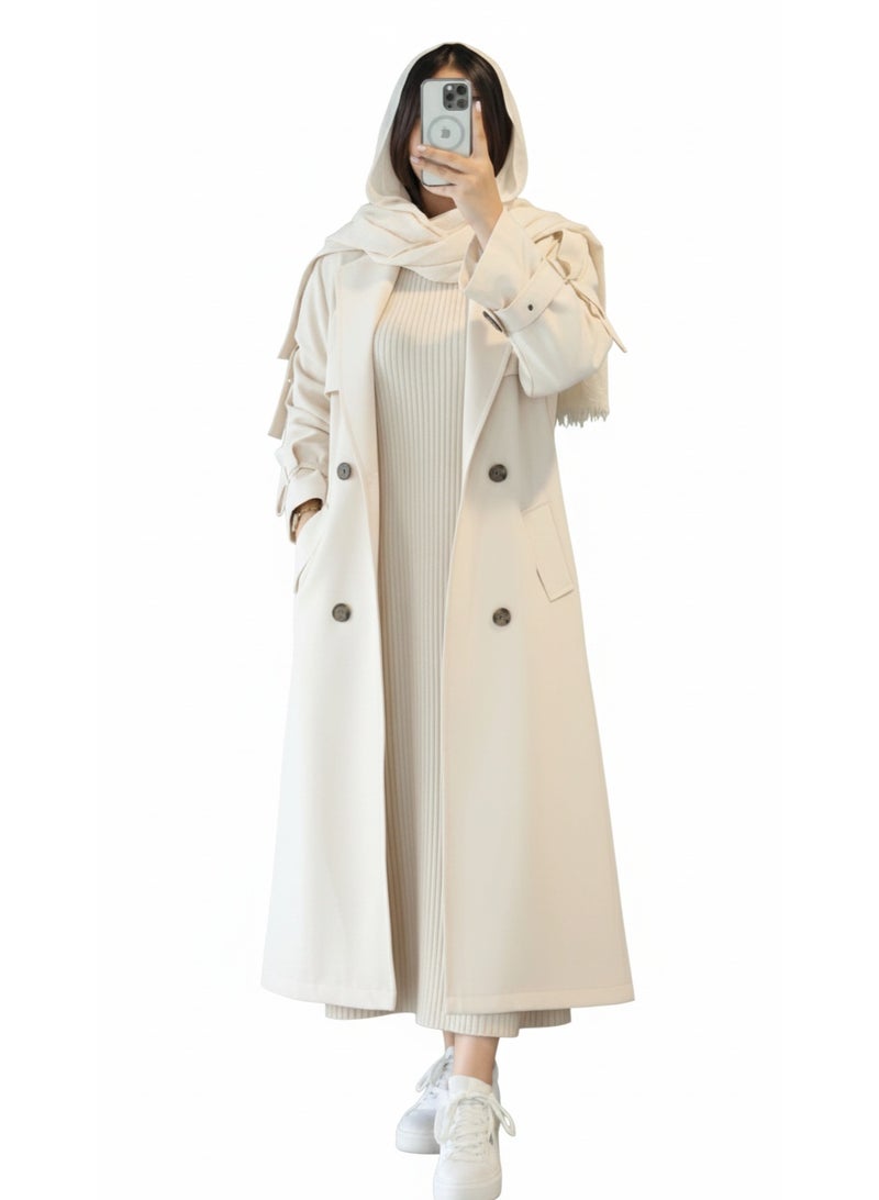 Women's two-piece dress ☁️ consisting of a basic ribbed dress + imported lycra wool coat 💯 High-quality materials – One size fits up to 85 kg – Elegant design for a sophisticated winter look - Image 1