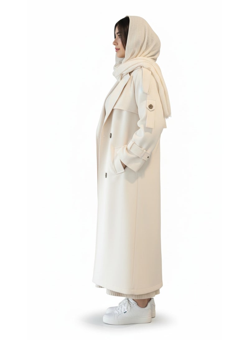 Women's two-piece dress ☁️ consisting of a basic ribbed dress + imported lycra wool coat 💯 High-quality materials – One size fits up to 85 kg – Elegant design for a sophisticated winter look - Image 2