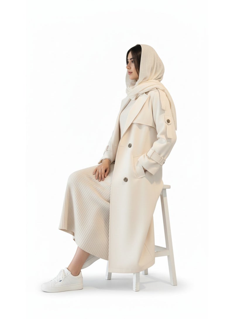 Women's two-piece dress ☁️ consisting of a basic ribbed dress + imported lycra wool coat 💯 High-quality materials – One size fits up to 85 kg – Elegant design for a sophisticated winter look - Image 3