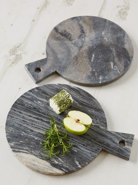 RM لوح جبن من الرخام الرمادي الطبيعي 10 بوصة صحن تقديم للشاركوتيري لوح معجنات دائري لوح تقطيع صينية جبن قطعة واحدة - Image 2