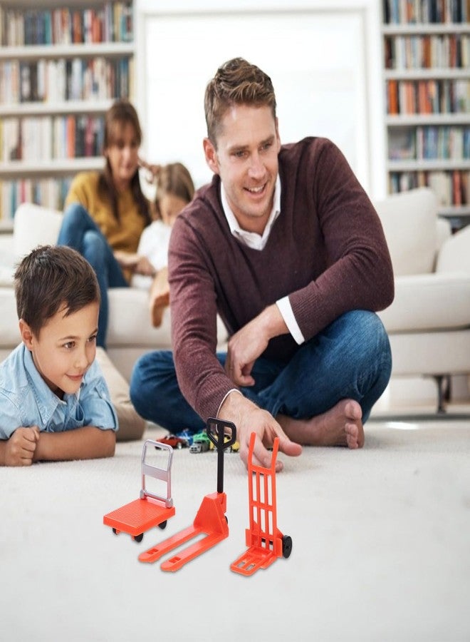 VICASKY Mini Forklift Toy for Desk Jack Stands Miniature Construction Set - Hand Trolley, Forklift, Platform Cart Educational Traffic Simulation Kids, Orange, 1.18 * 0.82inch Stand Accessory - Image 2