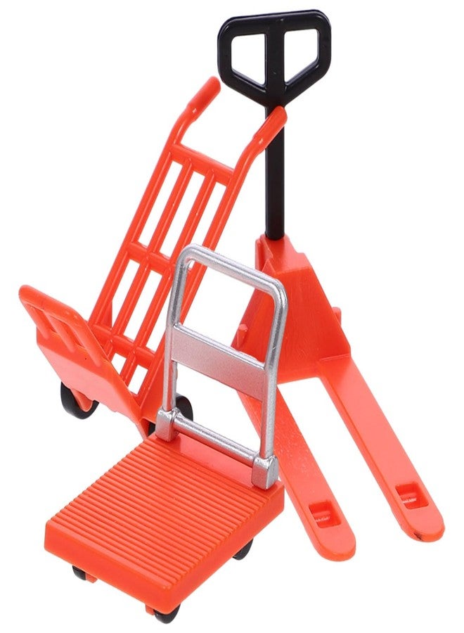 VICASKY Mini Forklift Toy for Desk Jack Stands Miniature Construction Set - Hand Trolley, Forklift, Platform Cart Educational Traffic Simulation Kids, Orange, 1.18 * 0.82inch Stand Accessory - Image 1