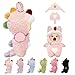 VVQUI Clothes for LABUBU 17cm Doll NO Dolls Dinosaur Outfit for LABUBU Dino Dolls Keychain Accessories Faking Animal Style Outfit Jumpsuit Dinosaur Costume for LABUBU Light Pink - Image 2